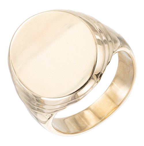 14k Yellow Gold Mens Oval Signet Ring