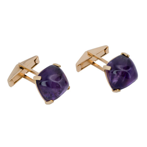 22.00 Carat Amethyst 14k Yellow Gold Cufflinks