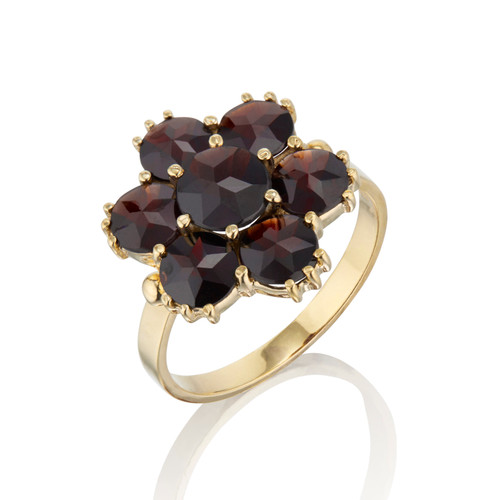 Pear Shaped Garnet Yellow Gold Cluster Ring