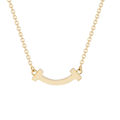 Tiffany & Co 18k Yellow Gold  T Smile Mini T Necklace