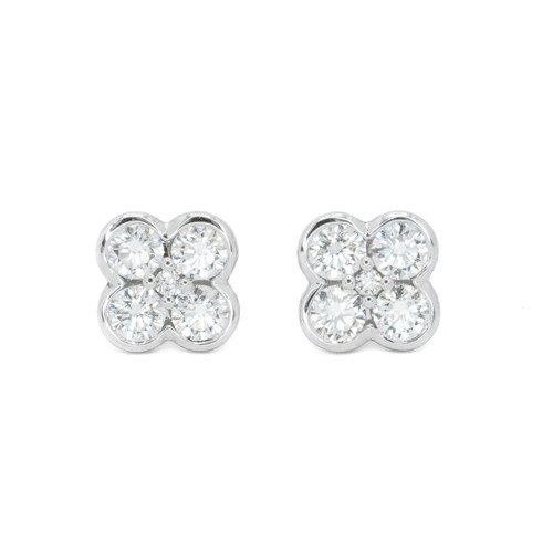 .50 Carat Diamond White Gold Clover Earrings