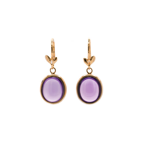 Tiffany & Co Paloma Picasso Amethyst Yellow Gold Olive Leaf Earrings