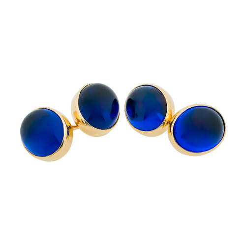 50.00 Carat Cabochon Sapphire Yellow Gold Double Sided Cufflinks