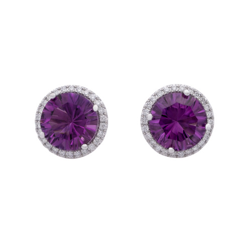 Peter Suchy 4.62 Carat Amethyst Diamond White Gold Halo Earrings