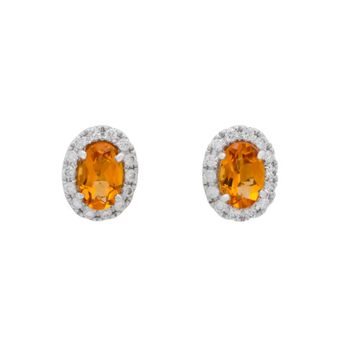 Peter Suchy .71 Carat Citrine Diamond White Gold Halo Earrings