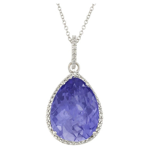 Peter Suchy 7.00 Carat 7.00 Carat Tanzanite Diamond Halo Gold Pendant Necklace