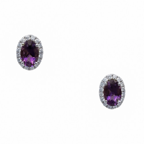 Peter Suchy .84 Carat Amethyst Diamond Halo Earrings