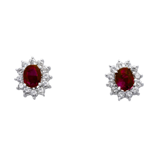 .74 Carat Ruby Diamond Two Tone Gold Halo Earrings .74 Carat Ruby Diamond Two Tone Gold Halo Earrings