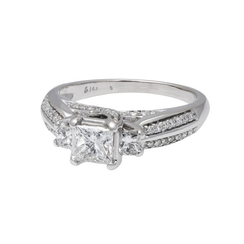 1.05 Carat Diamond White Gold Three Stone Engagement Ring