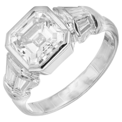 Peter Suchy GIA Certified 2.04 Carat Square Diamond Platinum Engagement Ring