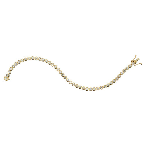 4.40 Carat Round Diamond bezel Yellow Gold Tennis Bracelet