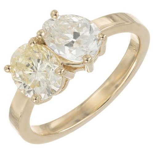 Peter Suchy GIA 2.10 Carat Diamond Yellow Gold Toe et Moi Engagement Ring
