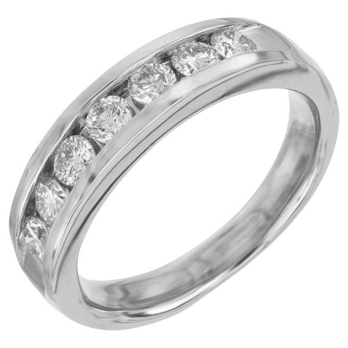 .90 Carat Round Diamond White Gold Men's Band Ring