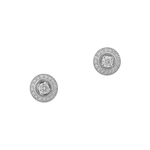 .84 Carat Diamond White Gold Halo Earrings