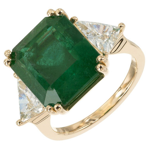 Peter Suchy GIA Certified 8.99 Carat Emerald Diamond Yellow Gold Cocktail Ring
