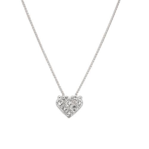 .88 Carat Diamond White Gold Heart Pendant Necklace