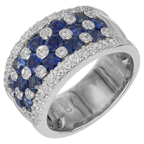 Gregg Ruth 2.70 Carat Round Sapphire Diamond White Gold Band Ring