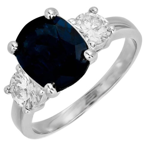 Peter Suchy GIA 3.24 Carat Sapphire Diamond Three-Stone Engagement Ring Peter Suchy GIA 3.24 Carat Sapphire Diamond Three-Stone Engagement Ring