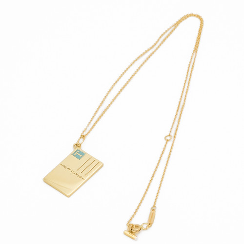 Tiffany & Co. New York City Yellow Gold Post Card Pendant Necklace Tiffany & Co. New York City Yellow Gold Post Card Pendant Necklace