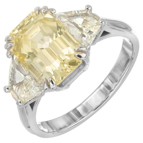 Peter Suchy GIA Certified 4.80 carats Sapphire Diamond Platinum Three Stone Ring Peter Suchy GIA Certified 4.80 carats Sapphire Diamond Platinum Three Stone Ring