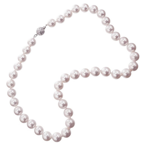 Peter Suchy .25 Carat Diamond Clasp Pearl White Gold Necklace