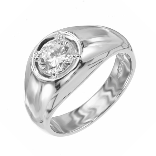 EGL Certified 1.02 Carat Round Diamond Platinum Gypsy Mens Ring