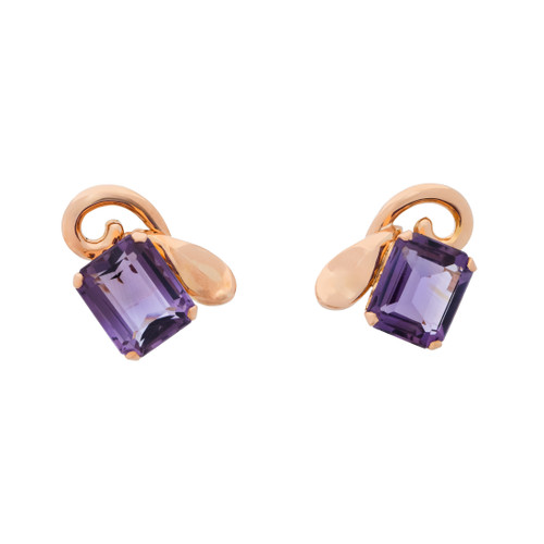 12.00 Carat Amethyst Rose Gold Retro Earrings