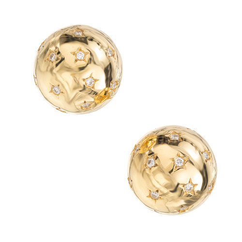 .27 Carat Round Brilliant Cut Diamond Yellow Gold Ball Earrings