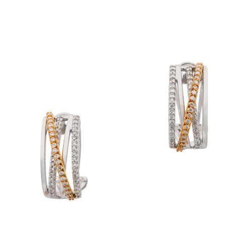 .38 Carat Diamond Two Tone Gold Hoop Earrings
