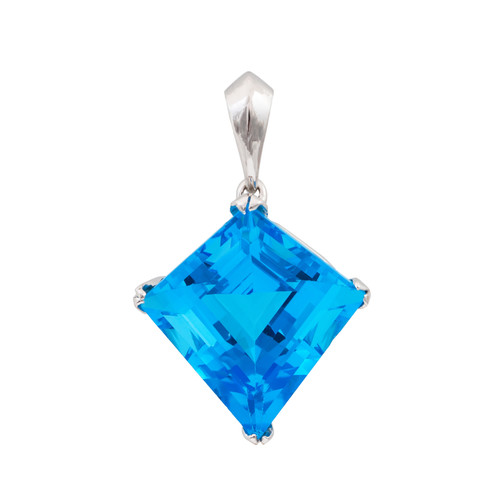 37.00 Carat Topaz White Gold Kite Shape Pendant