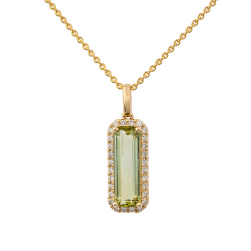 Peter Suchy 2.18 Carat Tourmaline Diamond Yellow Gold Pendant Necklace