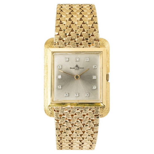 Baume & Mercier Diamond Square Textured Yellow Gold Wristwatch