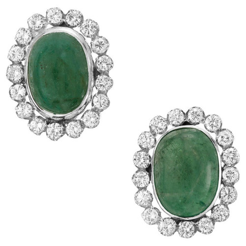 GIA Certified 12.00 Carat Emerald Diamond Platinum Halo Clip Post Earrings