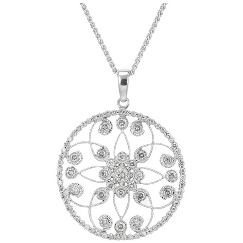 .90 Carat Diamond 14k White Gold Pendant Necklace