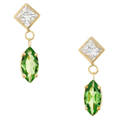 Peter Suchy .73 Carat Tsavorite Garnet Diamond Yellow Gold Dangle Earrings