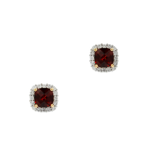 2.30 Carat Garnet Diamond 14k White Gold Halo Earrings