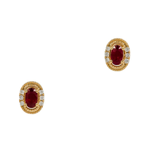 Peter Suchy .75 Carat Ruby Diamond Yellow Gold Earrings