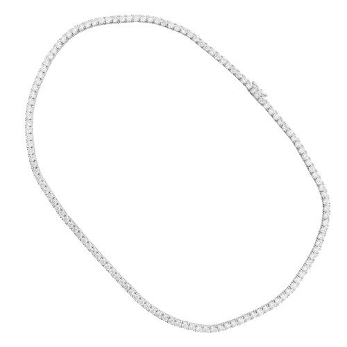 15.02 Carat Lab Grown Round Brilliant Cut Diamond 14k White Gold Tennis Necklace