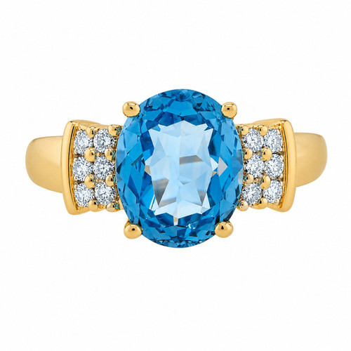2.75 Carat Oval Topaz Diamond 14k Yellow Gold Ring