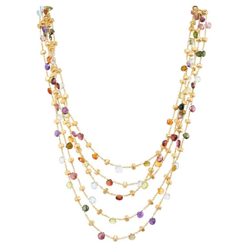 Marco Bicego Paradise Collection Yellow Gold Five Strand Multi Gemstone Necklace