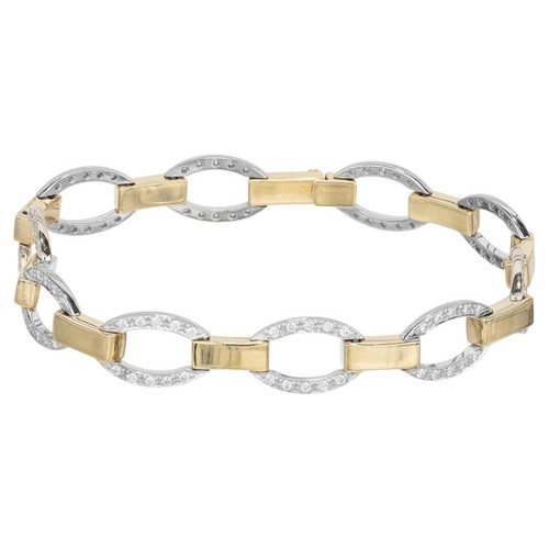 1.00 Carat Round Diamond 18k Yellow White Gold Link Bracelet