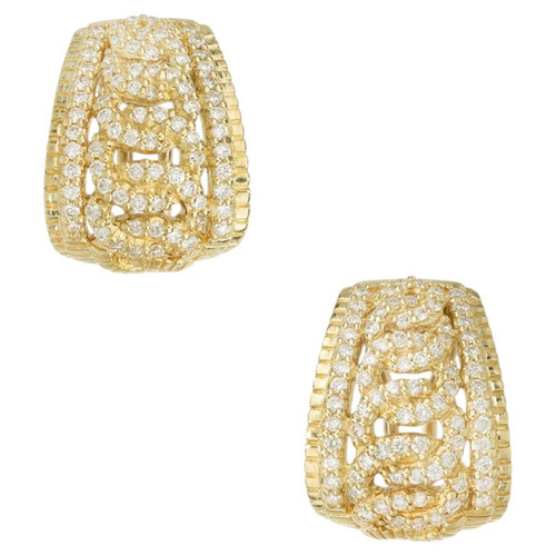 Judith Ripka .74 Carat Round Diamond 18k Yellow Gold Clip Post Earrings