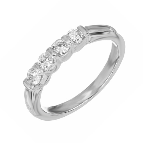 Platinum Wedding Band with Four Round Diamonds, .28 Carats