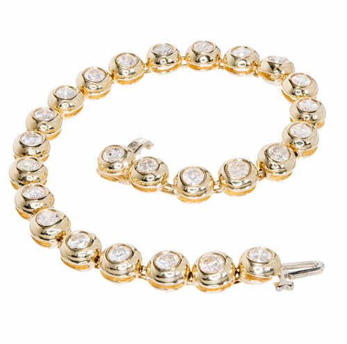 5.25 Carat Diamond Gold Round Tube Set Hinged Bracelet