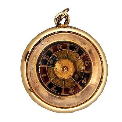 Vintage Estate Roulette Wheel 3D Mechanical 14k Spinning Charm