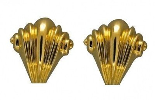 Estate Solid 18k Yellow Gold Italian Wave Design Clip Post Earrings