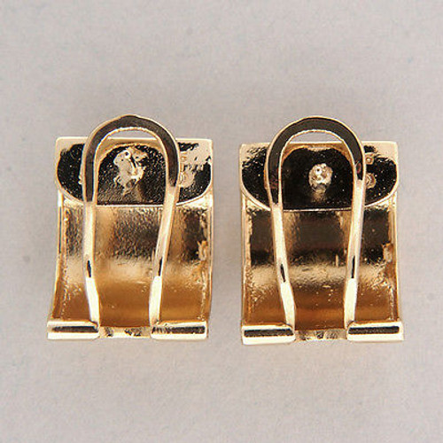 3/4 Inch Domed Earrings Hand Engraved Black Enamel Striped Edge Clip ...