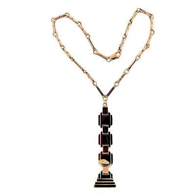 Estate Vintage Antique 14k Pink & Green Gold 1930s Art Deco Retro  Pendant Chain