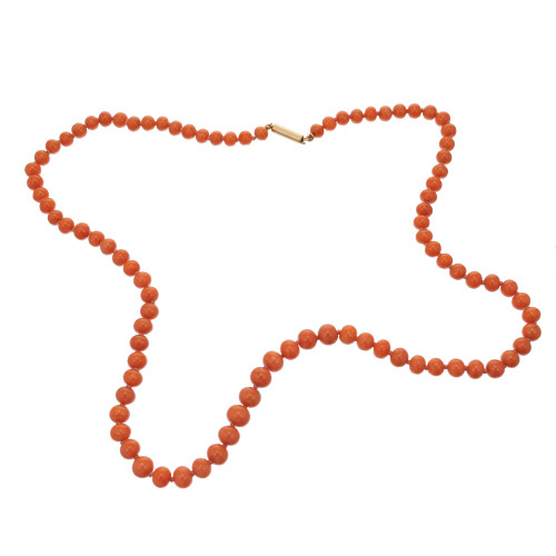 Victorian Red Orange Natural Coral Necklace