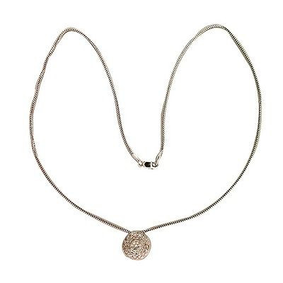 Domed 14k White Gold 26 Diamond Round Slide Pendant 18 Inch Snake Style Chain